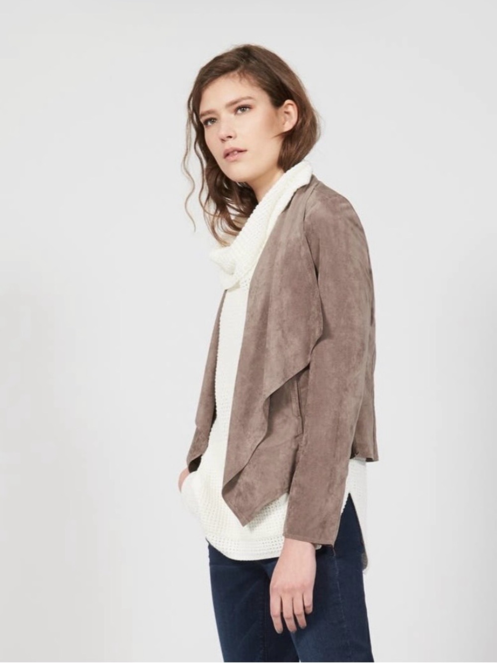 KUT from the Kloth Brown Faux suede Jacket with pockets! Machine washable